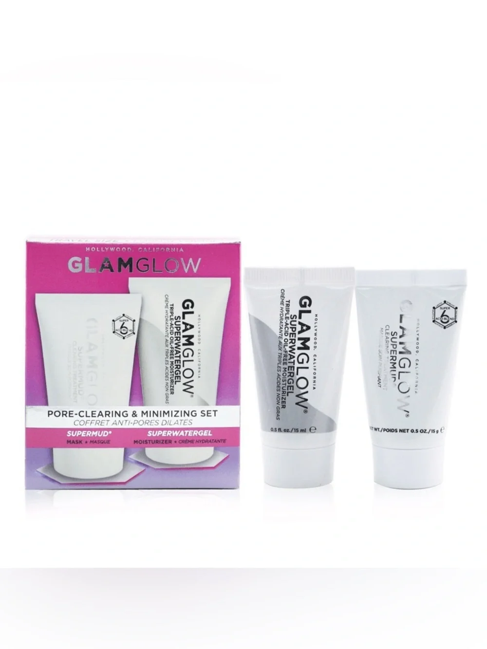 GLAMGLOW Supermud + Superwatergel Set NIB Mini Pore Clearing Skincare